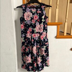 Floral Sleeveless Dress - Pink and Blue